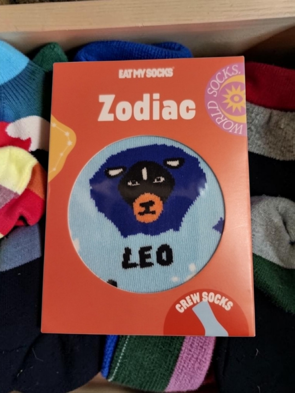Zodiac Leo Kids Crew Socks - Blue and Orange